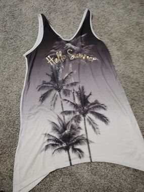 OP Women Swim Cover-Up Dress Black White with Gold Script